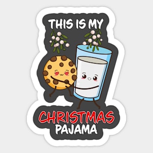 This Is My Christmas Pajama Cookie Milk Family Matching Christmas Pajama Costume Gift Sticker